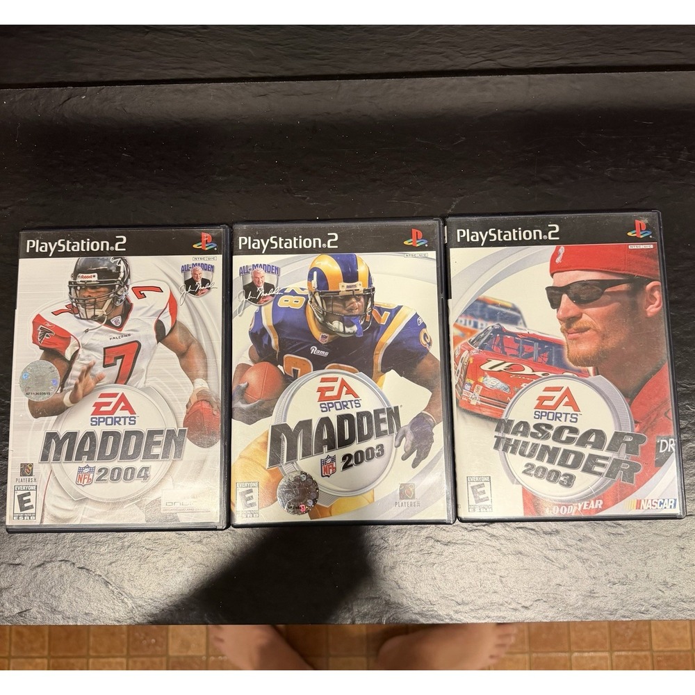 EA Sports PlayStation 2 PS2 Game Lot 3: Madden NFL 2003, 2004, NASCAR Thunder